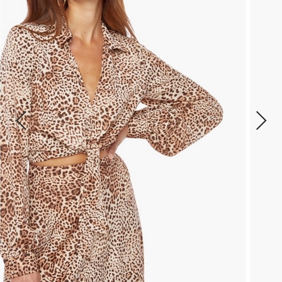 Nwt JustFab Summer Leopard Front Tie Blouse - Picture 1 of 7
